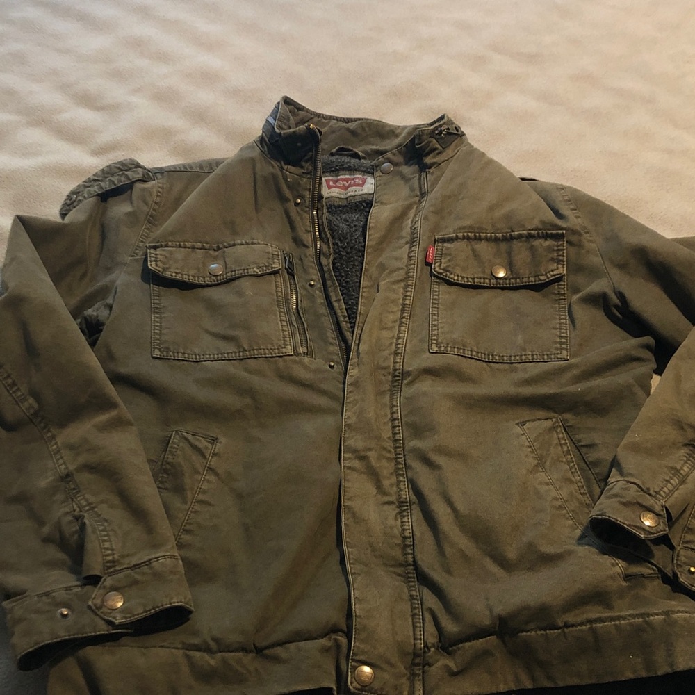Levi's Army Green Sherpa-Lined Military Field Barn Chore Jacket  Unisex Medium